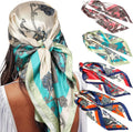 35” Satin Large Square Head Scarves - 4PCS Silk Like Neck Scarf Hair Sleeping Wraps Satin Silk Scarfs for Women