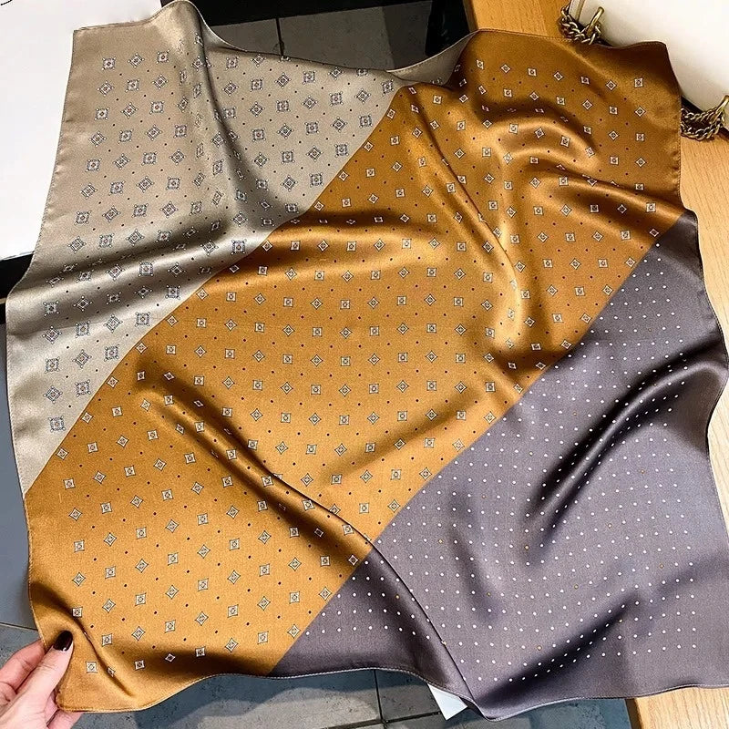 100% Natural Silk Scarf for Woman Designer Birds on Tree Print Bandana Foulard Female Luxury Square Neckerchief New SD0064