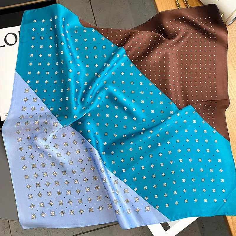 100% Natural Silk Scarf for Woman Designer Birds on Tree Print Bandana Foulard Female Luxury Square Neckerchief New SD0064