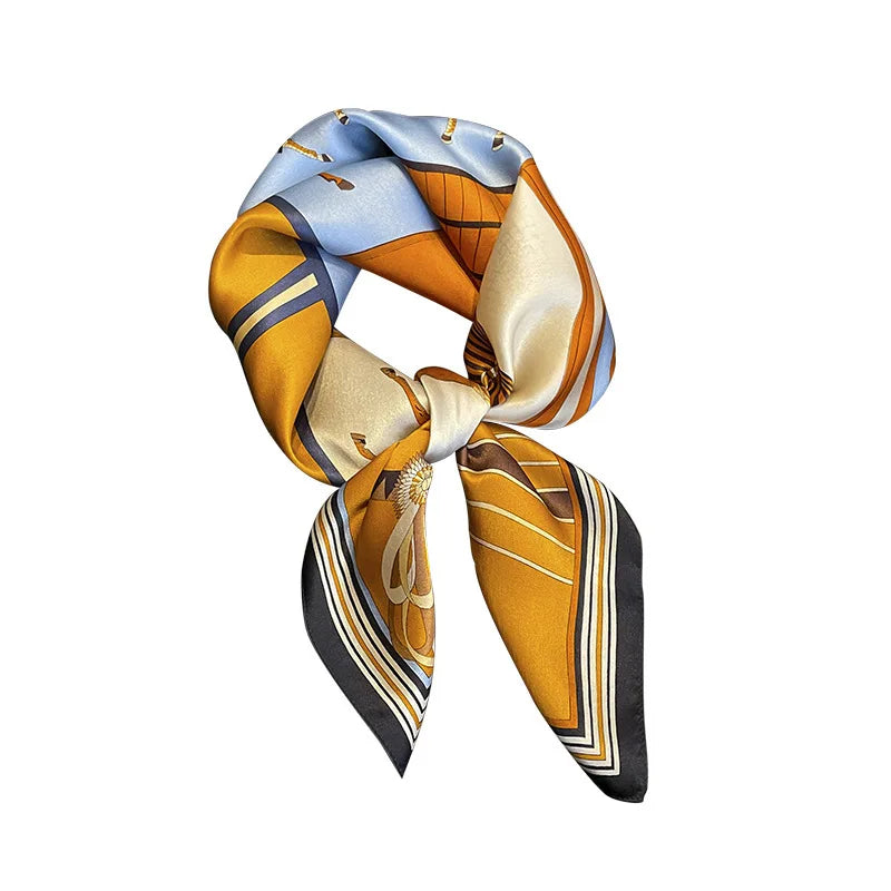 Square Floral 100% Real Silk Scarf Women Hair Ribbon Headband Luxury Brand Ladies Neck Tie Wrist Wrap Neckerchief Shawl Bandana