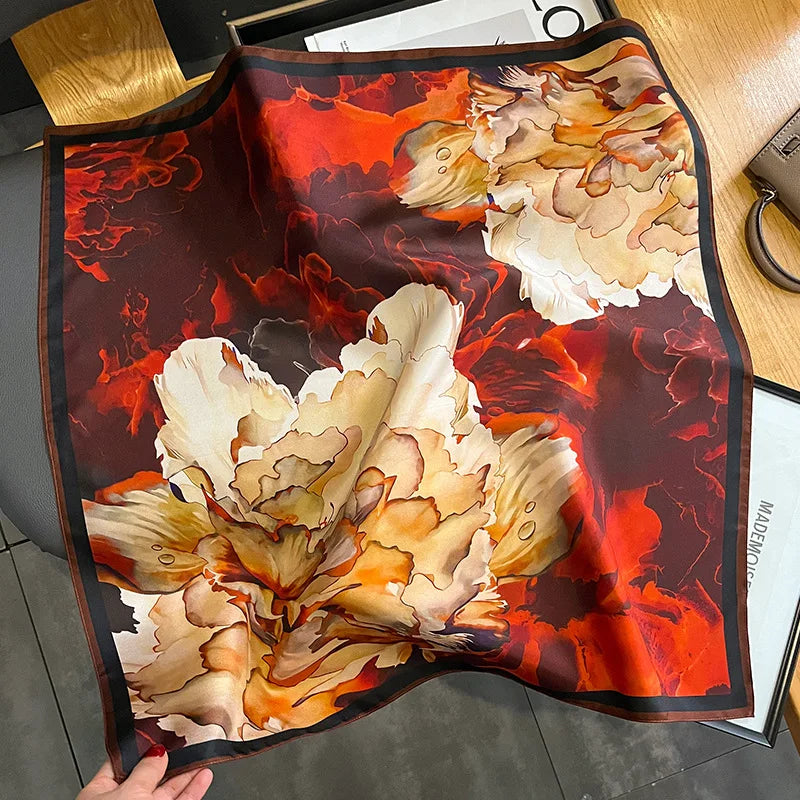 100% Natural Silk Scarf for Woman Designer Birds on Tree Print Bandana Foulard Female Luxury Square Neckerchief New SD0064