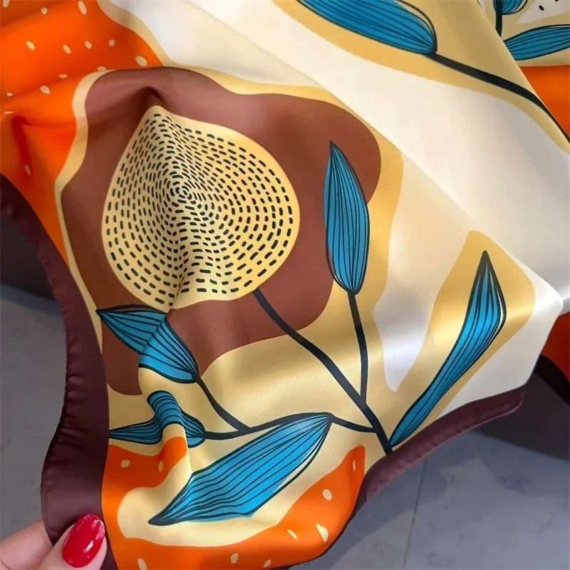 70cm Polka Dot Printed Silk Scarf Women Simulated Silk Elegant and Versatile Headwear Bag Accessories Clothing Square Scarf