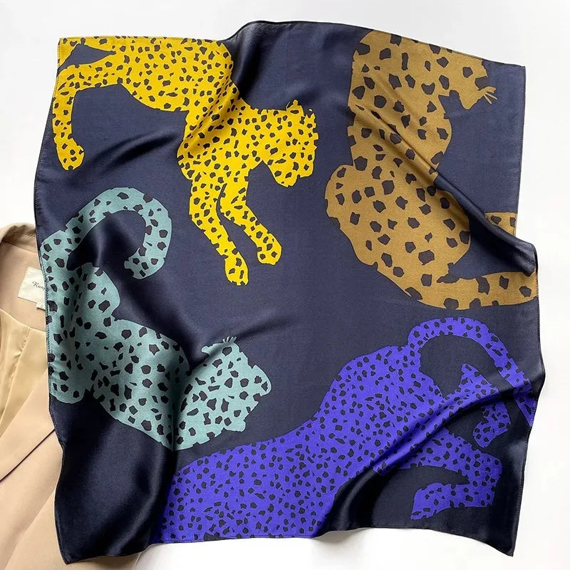 100% Natural Silk Scarf for Woman Designer Birds on Tree Print Bandana Foulard Female Luxury Square Neckerchief New SD0064