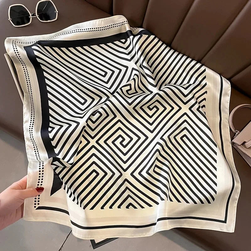 100% Natural Silk Scarf for Woman Designer Birds on Tree Print Bandana Foulard Female Luxury Square Neckerchief New SD0064