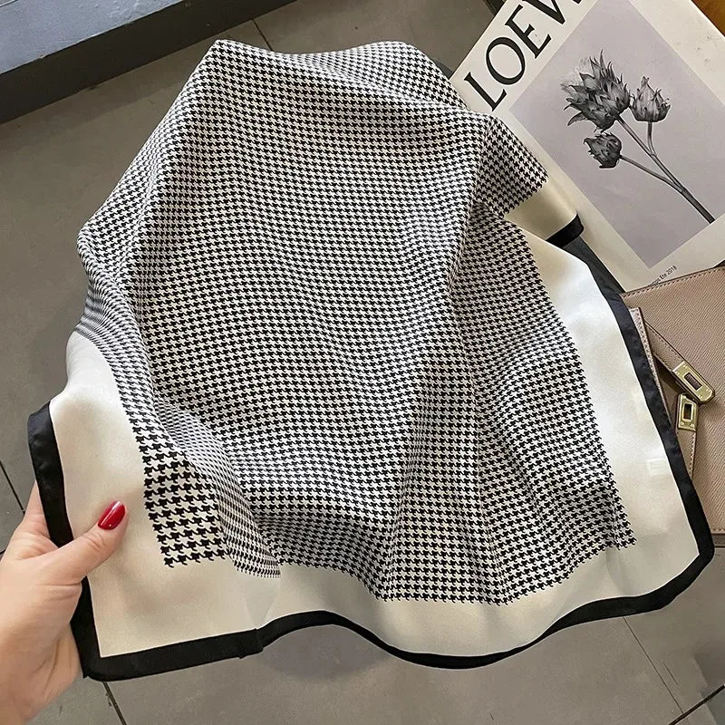 100% Natural Silk Scarf for Woman Designer Birds on Tree Print Bandana Foulard Female Luxury Square Neckerchief New SD0064