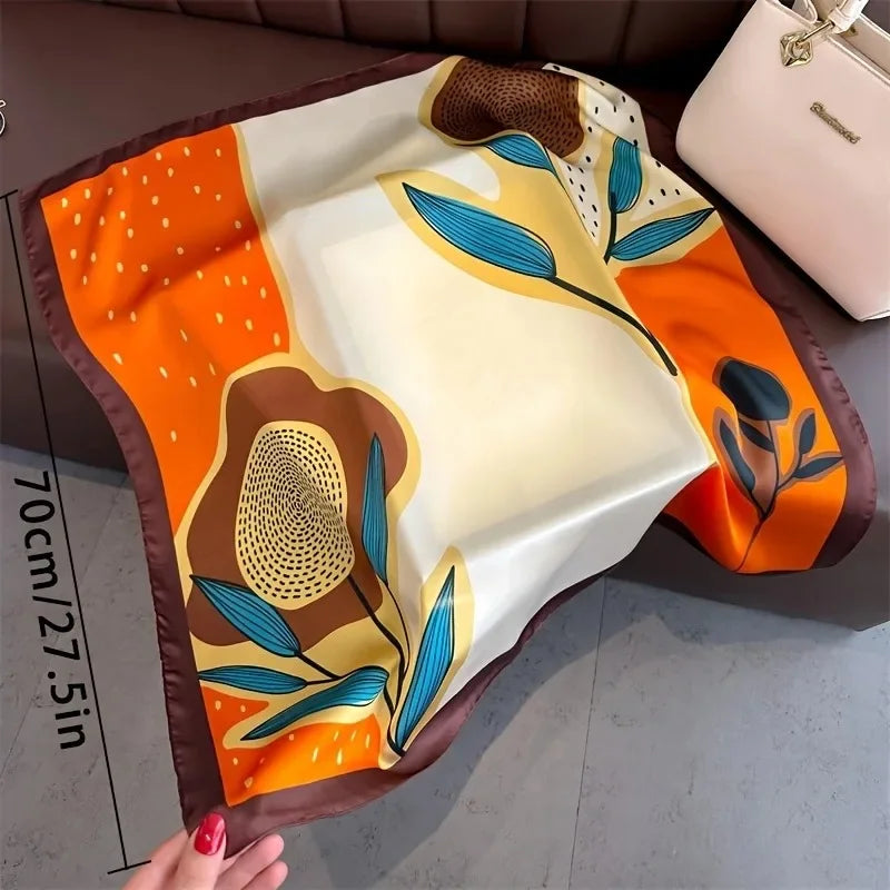 70cm Polka Dot Printed Silk Scarf Women Simulated Silk Elegant and Versatile Headwear Bag Accessories Clothing Square Scarf