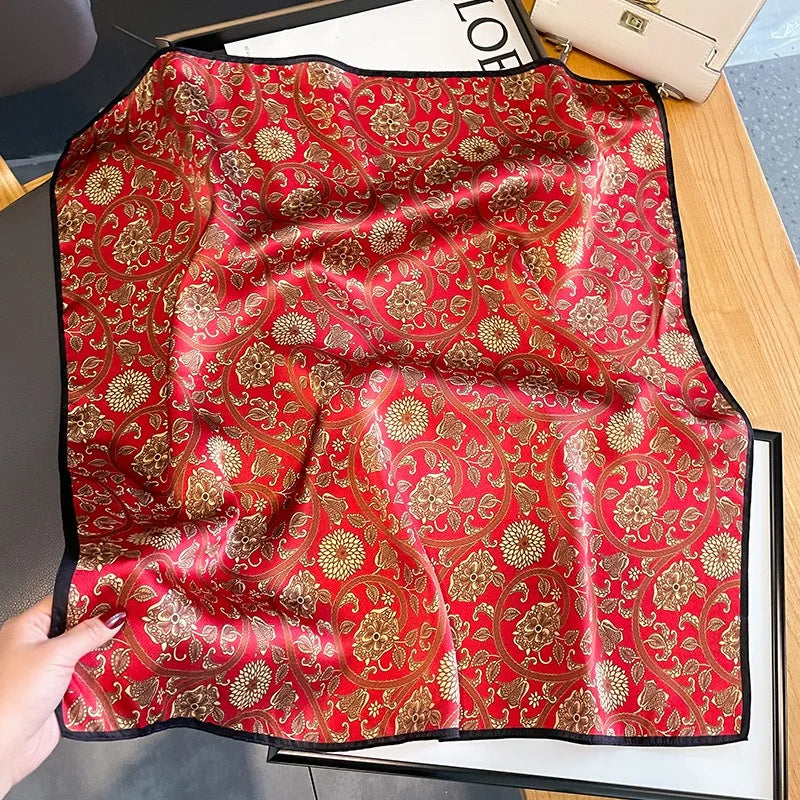 100% Natural Silk Scarf for Woman Designer Birds on Tree Print Bandana Foulard Female Luxury Square Neckerchief New SD0064